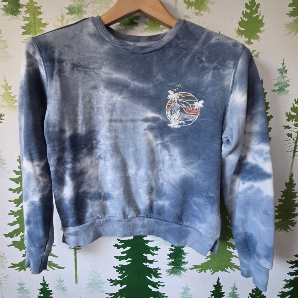 Stitch Blue Tie-Dye Crewneck Sweater